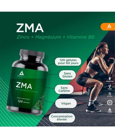Bodyathlon - ZMA 120 capsules- Zinc Magnesium Vitamin B6 Sports supplement- Muscle recovery- Prevents fatigue- Immune system - Buy Online on GoSupps.com