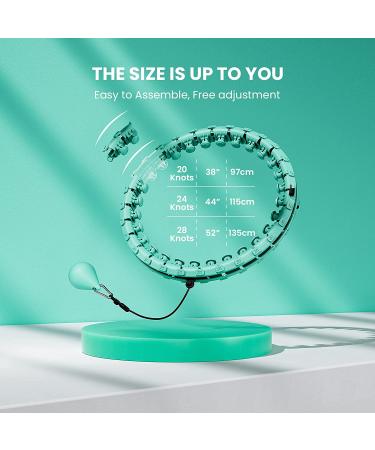 GOBEES Weighted Fitness Hoop for Plus Size Adults - Smart Exercise Hoop for Women - Adjustable 2 in 1 Circular Massage with 28 Detachable Knots - Green - Buy Online on GoSupps.com
