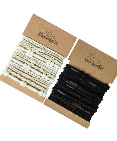 Sheeknaset Fashion Boho Twist Original Hair Tie Bracelets for Women Pain-Free Hair Accessories Elastic Hair Bands for Girls Kids  24 Pieces White and Black