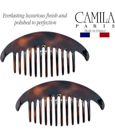 Camila Paris CP2430/2 French Hair Side Combs Tortoise Shell Interlocking Combs French Twist Hair Combs Strong Hold Hair Clips for Women Bun Chignon Up-Do Styling Girls Hair Accessories Made in France - Buy Online on GoSupps.com