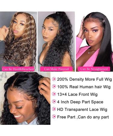 200% Density 13x4 Lace Frontal Human Hair Wig | Transparent Water Wave & Deep Wave | Wet and Wavy | Pre Plucked & Glueless | 16 Inch - Buy Online on GoSupps.com