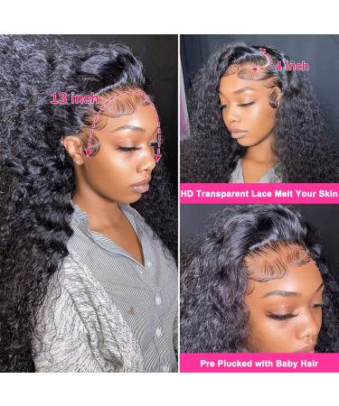 34 Inch Deep Wave HD Lace Front Wig | 180% Density Glueless Human Hair Wig | Wet and Wavy Curly Wig for Women - Buy Online on GoSupps.com