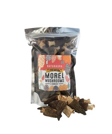 NATURAURA - Dried Morel Mushrooms (Morchella Conica) Gourmet Morel Mushrooms (4 Ounces) 4 Ounce (Pack of 1)