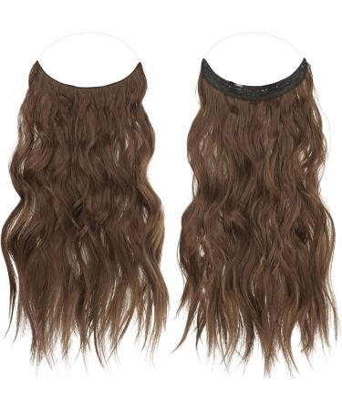 16 Copper Chestnut Brown Invisible Wire Hair Extensions - Long Wavy Synthetic Hairpiece for Women - Buy Online on GoSupps.com