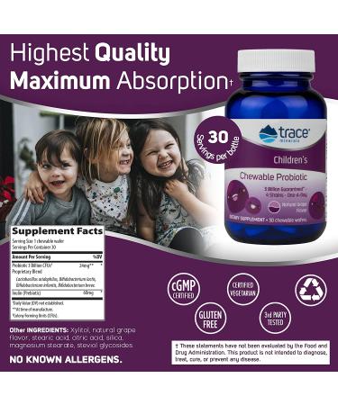 Trace Minerals Research Children's Chewable Probiotic - Concord Grape Flavor | 30 Chewables - Buy Online on GoSupps.com