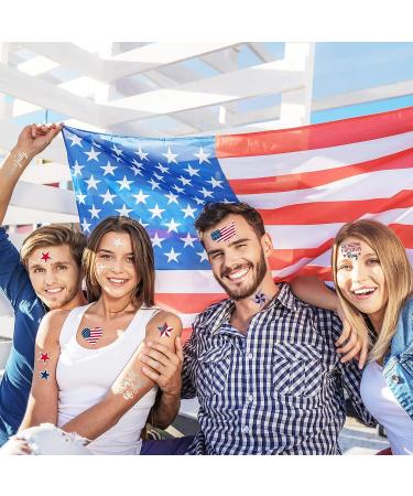 Whaline Independence Day Temporary Tattoos - 4th of July USA Theme Waterproof Flag & Freedom Tattoo Sticker Set - Patriotic Memorial Day Body Art Decor - 8 Sheets - Buy Online on GoSupps.com