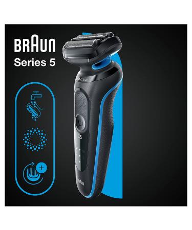 Braun Series 5 5031s Electric Shaver - Wet & Dry, Precision Trimmer & Cleansing Brush, Cordless, Rechargeable - Blue - Buy Online on GoSupps.com