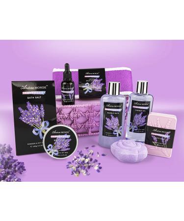Lavender Spa Bath Gift Basket Set for Women - Shower Gel, Bubble Bath, Body Butter, and More - Perfect Mother, Girlfriend, Wife Gift Idea - Buy Online on GoSupps.com