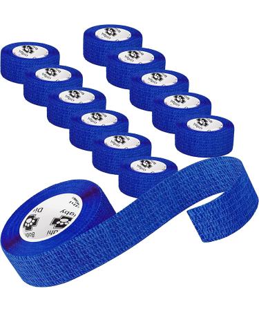 Bodhi & Digby Finger Bandage - 2.5 Centimetres Wide x 4.5 Metres Long. 12 Rolls of Blue Compression Bandage Tape. Great Medical Tape Physio Tape or Vet Wrap. Blue 2.5cm