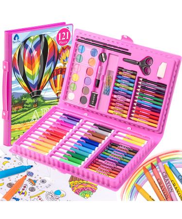 VigorFun Art Kit Drawing Painting Art Supplies for Kids Girls Boys Teens Gifts Art Set Case Includes Oil Pastels Crayons Colored Pencils Watercolor Cakes (Pink) - Buy Online on GoSupps.com