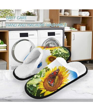 Mnsruu Sunflower Butterfly Floral House Slippers | Slipproof Cotton for Home Hotel Spa & Travel (UK4-7) - Unisex Comfort - Buy Online on GoSupps.com