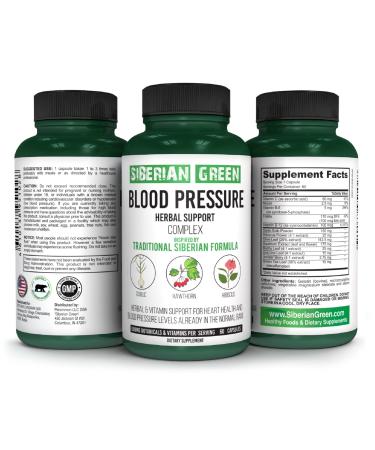 Siberian Green Blood Cardio Pressure Herbal Support - Hawthorn Hibiscus Garlic - 60 Capsules - Traditional Siberian Formula