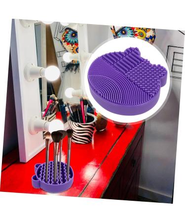 Housoutil 2 1 Makeup Brush Cleaning Pad Portable Hair Brush Cosmetic Brush Scrubber Mat Silicone Holder Portable Brush Cleaner Mat Silicone Tools Drying Rack Purple Silica Gel 2 in 1 11X10cm Purple - Buy Online on GoSupps.com