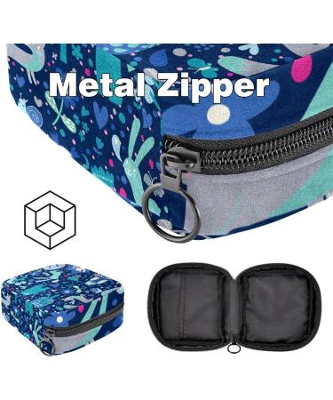 Menstruation Pad Bag with Zipper | Stylish Women's Napkin & Tampon Organizer | Blue Forest Animal Pattern - Buy Online on GoSupps.com