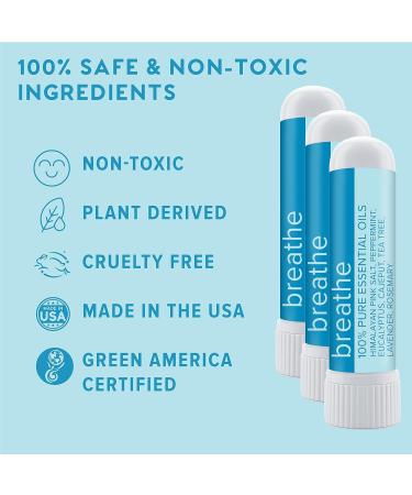 MOXE Breathe Himalayan Salt Inhaler - Clear Congestion, Boost Focus, Improve Breathing | Peppermint, Lavender, Tea Tree Essential Oils | Natural Aromatherapy | 3 Pack - Buy Online on GoSupps.com