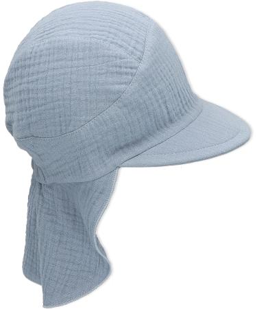 Sterntaler Unisex Peaked Cap with Neck Protection - Light Blue Muslin Sun Hat for Kids | UV Protection & Comfort - Buy Online on GoSupps.com