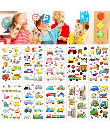 Qpout 30 Sheets Boys Temporary Tattoos - Dinosaur, Car, Outer Space Designs | Waterproof Fake Tattoo Stickers for Boys | Birthday Party Gifts and Decorations - Buy Online on GoSupps.com
