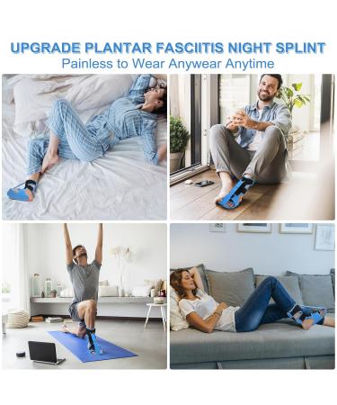 Plantar Fasciitis Night Splint | Upgraded Foot Brace for Men & Women | Arch Support & Heel Pain Relief | Adjustable Blue One Size - Buy Online on GoSupps.com