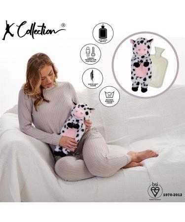 K Collection Cow Design 3D Novelty Hot Water Bottle with Plush Cover - Premium Natural Rubber - Black/White HWB - Buy Online on GoSupps.com