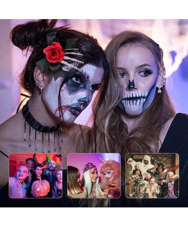 Halloween Hair Clips Skull Skeleton Hands Bone Hand Hair Clip - Skeleton Claws Skull Hand Hair Clip with Flower Halloween Claw Hairpin Red - Buy Online on GoSupps.com