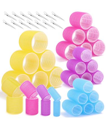 Qinzave 46 pieces of curling winder curls large curly curler with 4 different sizes 63mm 36mm 25mm hair roller with 14PC hair clips hair roller for long medium -sized short hair thin thick 46 pieces