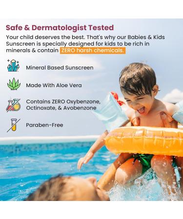 Buy SPF 50 Mineral Sunscreen for Babies & Kids | Sensitive Skin | Aloe Vera | Travel Size | Cruelty-Free & Reef-Safe - 3.3 FL OZ - Buy Online on GoSupps.com