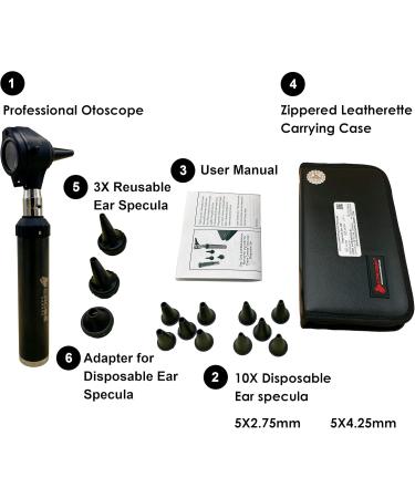 Cross Canada Physician LED Otoscope Diagnostic Set Professional Otoscope for Physician Medical Student Nursing Student Doctor Nurse (Black) - Buy Online on GoSupps.com
