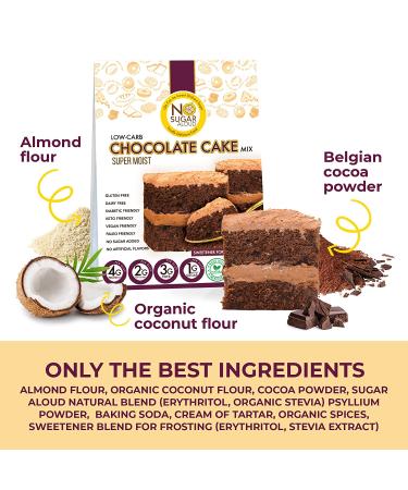 Low Carb Chocolate Cake Mix  Gluten-Free & Plant-Based Keto Baking Mix  High Protein  High Fiber  Natural  No Artificial Flavors  Dairy-Free & Paleo-Friendly  No Added Sugar  13.1 oz - No Sugar Aloud - Buy Online on GoSupps.com