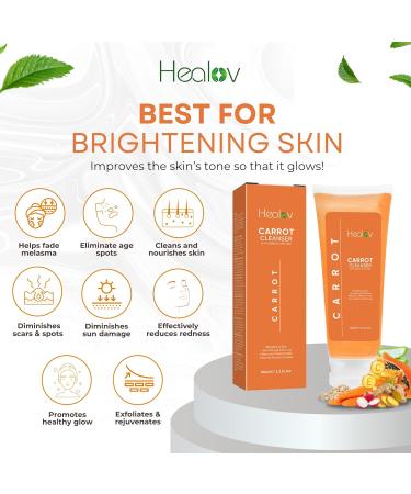 Carrot Soap for Skin Brightening | Natural Exfoliating Face Wash for Glowing Skin | Reduces Dark Spots & Acne | Hyperpigmentation Solution - Buy Online on GoSupps.com