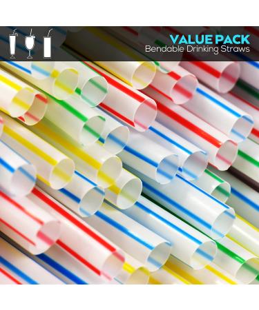 200 Bendable Disposable Drinking Straws - Flexible & Plastic - Straws Disposable for Parties & Events - Buy Online on GoSupps.com