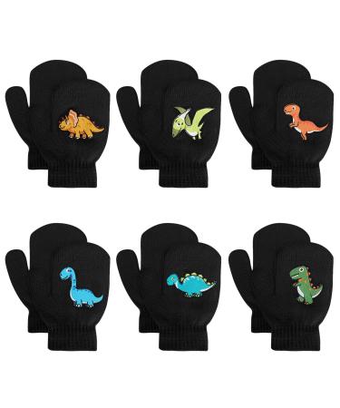 Toddler Stretch Mittens - Toddler Mittens Kids Winter Warm Knitted Magic Mittens Gloves Cute Dinosaur Paw Star Baby Mittens for 1-4 Year Old Boys and Girls Dinosaur(thicken)