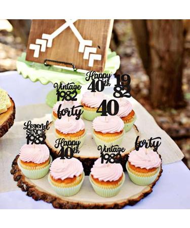 Rsstarxi 48 Pack Black Vintage 1982 Cupcake Toppers - Happy 40th Number 40 Cupcake Picks for 40th Birthday and Anniversary Party Decorations - Buy Online on GoSupps.com