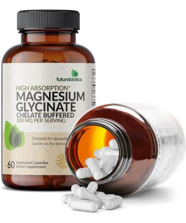 Futurebiotics Magnesium Glycinate 200 MG per Serving Chelated for High Absorption Gentle On Stomach Non-GMO 60 Vegetarian Capsules 60 Count (Pack of 1) - Buy Online on GoSupps.com