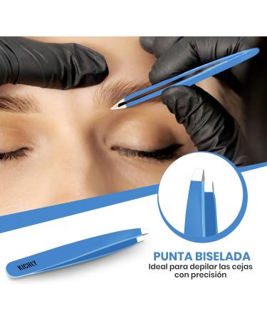 KICHLY Professional Eyebrow Tweezers Set - 4 Tweezers & Travel Leather Case - Perfect for Precision Plucking (Blue) - Buy Online on GoSupps.com