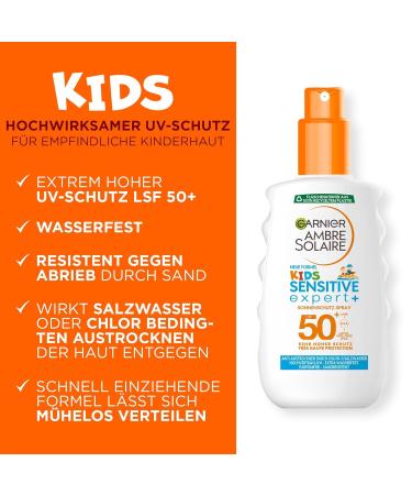 Garnier Ambre Solaire Kids Sunscreen Spray 50+ - Waterproof Sand Resistant Protection for Children - 200ml - Buy Online on GoSupps.com