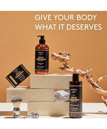 Barrel and Oak Exfoliating Bar Soap - Natural Men's Skincare Organic Moisturizer with Kaolin Clay & Olive Stone Spiced Sandalwood Eco-Friendly 6oz - Buy Online on GoSupps.com