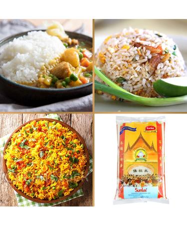 Sunlee Thai Jasmine Rice 5 lbs - Aromatic Long Grain White Rice for Vegans & Vegetarians - Gluten-Free Thai Hom Mali - Buy Online on GoSupps.com