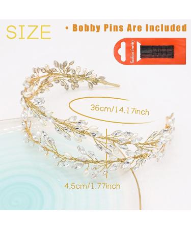 Oriamour Double Layer Bridal Crystal Headband - Gold Wedding Headpiece for Women - Buy Online on GoSupps.com