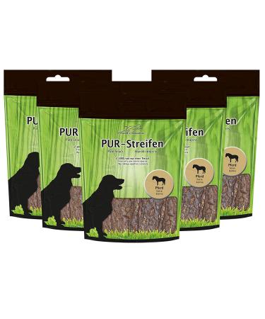 Schecker D rrfleisch for dogs - PUR Caust strip horse - gluten and grain -free - 100% of only one animal species - 5 x 100 g horse 100 g (5 Pack)