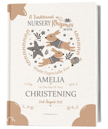 Personalised Christening Keepsake Gift Book of Classic Nursery Rhymes to Treasure Forever. Especially Made for A Christening Day Occasion
