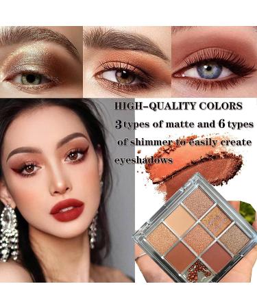 Dark Brown Eyeshadow Palette | Copper Matte Shimmer | Highly Pigmented & Waterproof | Long Lasting Korean Eye Makeup - 9 Color Glitter Palette (Brown 5) - Buy Online on GoSupps.com