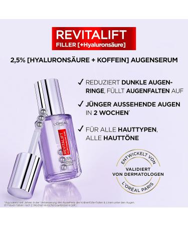 L'Or al Paris Revitalift Filler Facial Care Set - Anti-Aging Serum & Eye Serum with Hyaluronic Acid Vitamin C & Caffeine for All Skin Types - Buy Online on GoSupps.com
