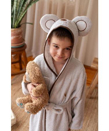 Super Soft Ely Parker Kids Bathrobe - Turkish Cotton Hooded Terry Towel for Boys & Girls (3-4 Years) - Absorbent & Comfortable Koala Design - Buy Online on GoSupps.com