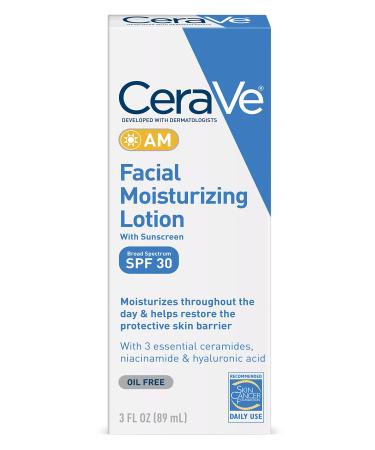 CeraVe Facial Moisturizing Lotion AM SPF 30 | 3 Ounce | Daily Face Moisturizer with SPF | Fragrance Free