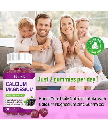 Calcium Magnesium Zinc Gummies with Vitamin D3 and K2 High Absorption Magnesium Glycinate Potassium for Immune and Muscles Vegan Elderberry Flavor 120 Gummies Sweet Elderberry 60 Count (Pack of 2) - Buy Online on GoSupps.com