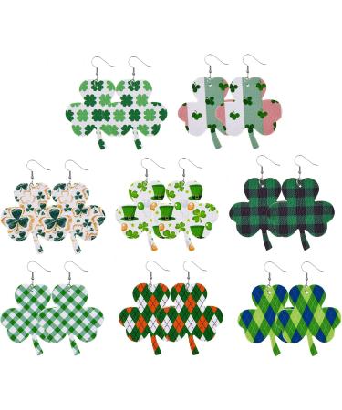 FEYLIE Earrings - 8 Pairs Irish Shamrock Dangle Earrings | Clover Pendant Hook Jewelry for St. Patrick's Day Celebration - Buy Online on GoSupps.com