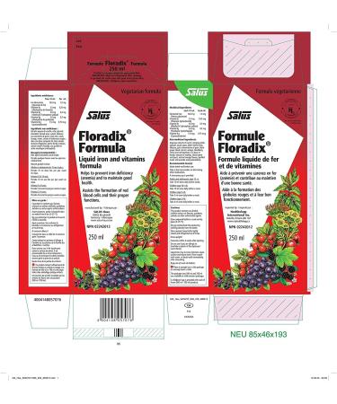 Floradix Liquid Iron & Vitamin Formula 250ml - Pack of 1 - 8.5 Fl Oz - Buy Online on GoSupps.com