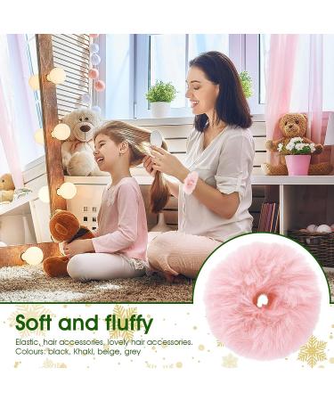 Furry Rabbit Fur Scrunchies - 12 PCS Multicolor Hair Accessories for Women and Girls - Buy Online on GoSupps.com