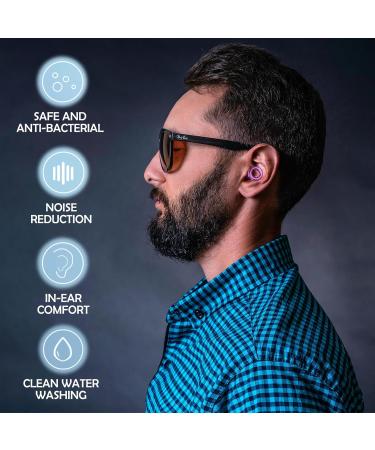 Best Ear Plugs for Noise Reduction | Soft Silicone Hearing Protection | Reusable Earplugs for Sleeping Concerts Study & Parties | 6 Sizes with Box (Purple - Buy Online on GoSupps.com