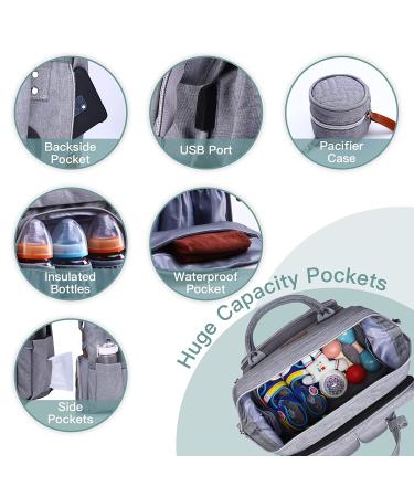 Large Diaper Bag Backpack with Changing Station | Waterproof, USB Charging Port, Pacifier Case | Multifunctional Diaper Bag for Boys - Light Grey Upgrade - Buy Online on GoSupps.com
